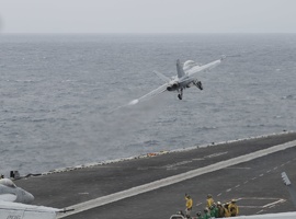 403-6254 USS Reagan - From Vulture's Row - F-18 Hornet